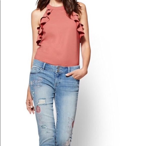 Sweet mauve ruffled, halter, blouse size XXL - Picture 4 of 5